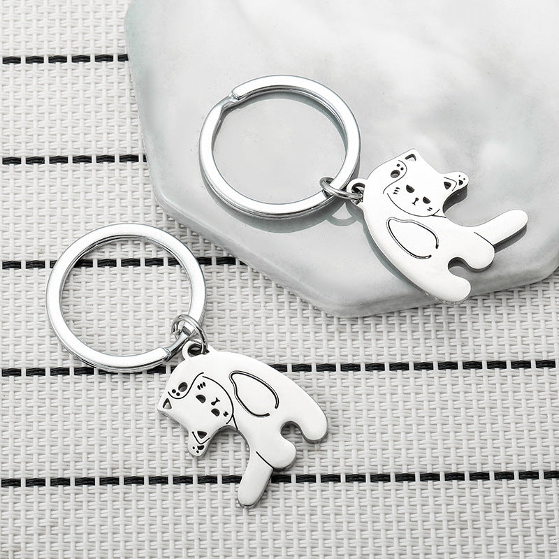 Wholesale Stainless Steel Bixin Cat Couple Pendant Key Chain